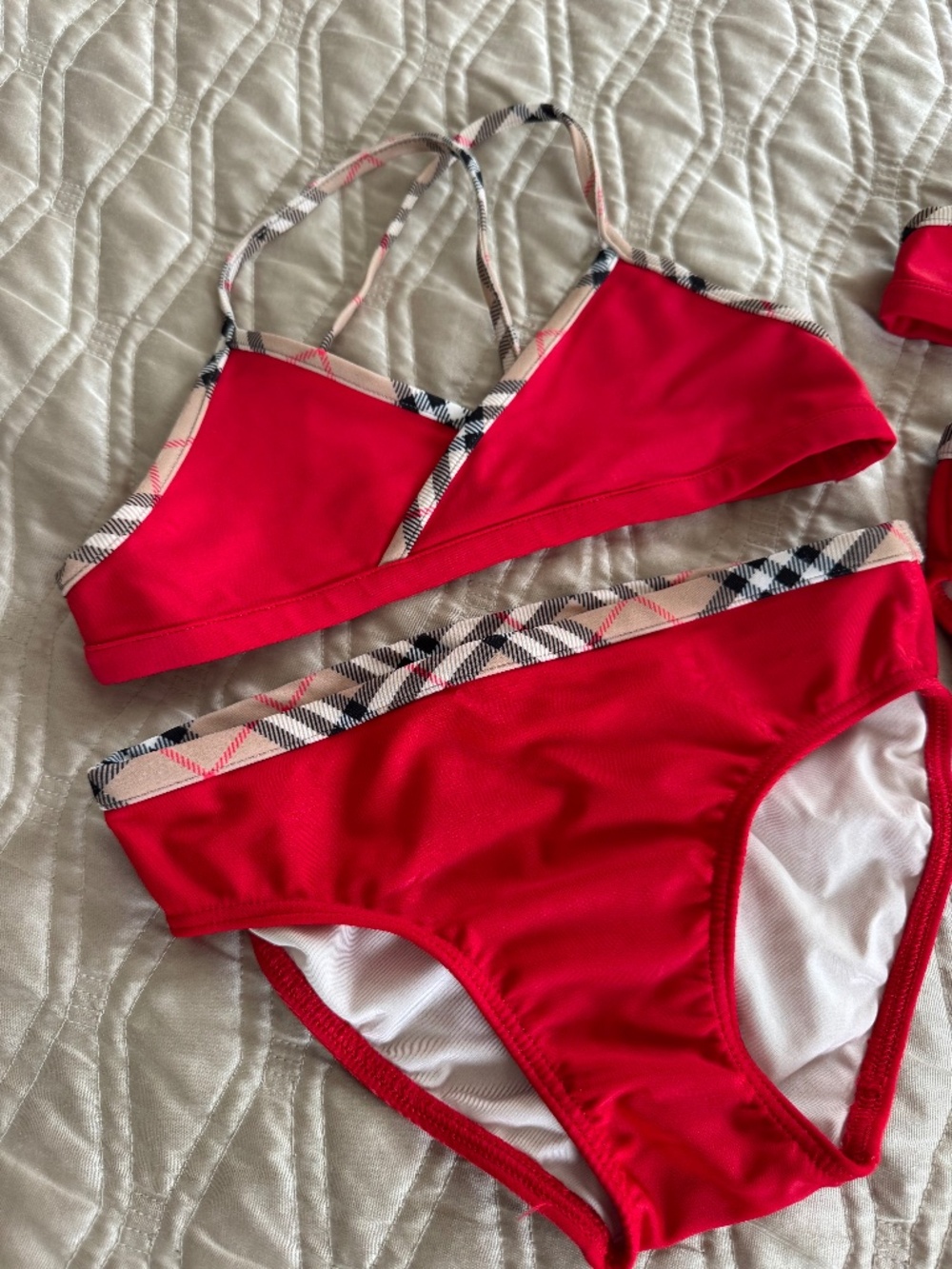 Burberry Red Children’s 2 Piece Swimsuit- 4Y